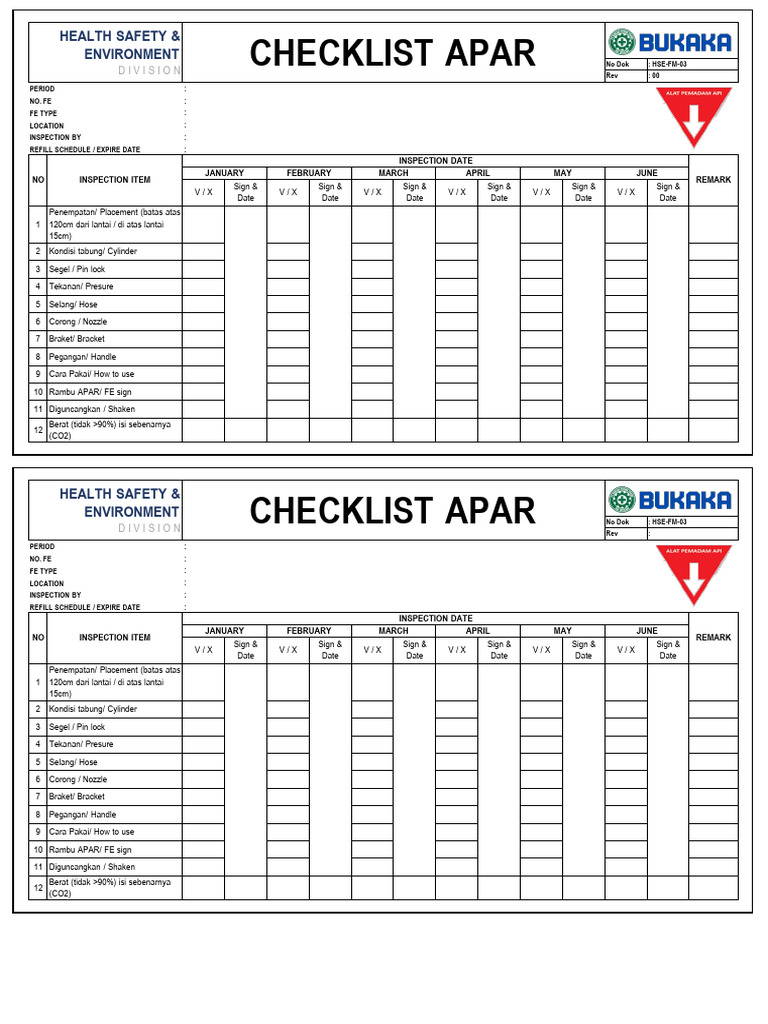 APAR Inspection Checklist Guide | PDF