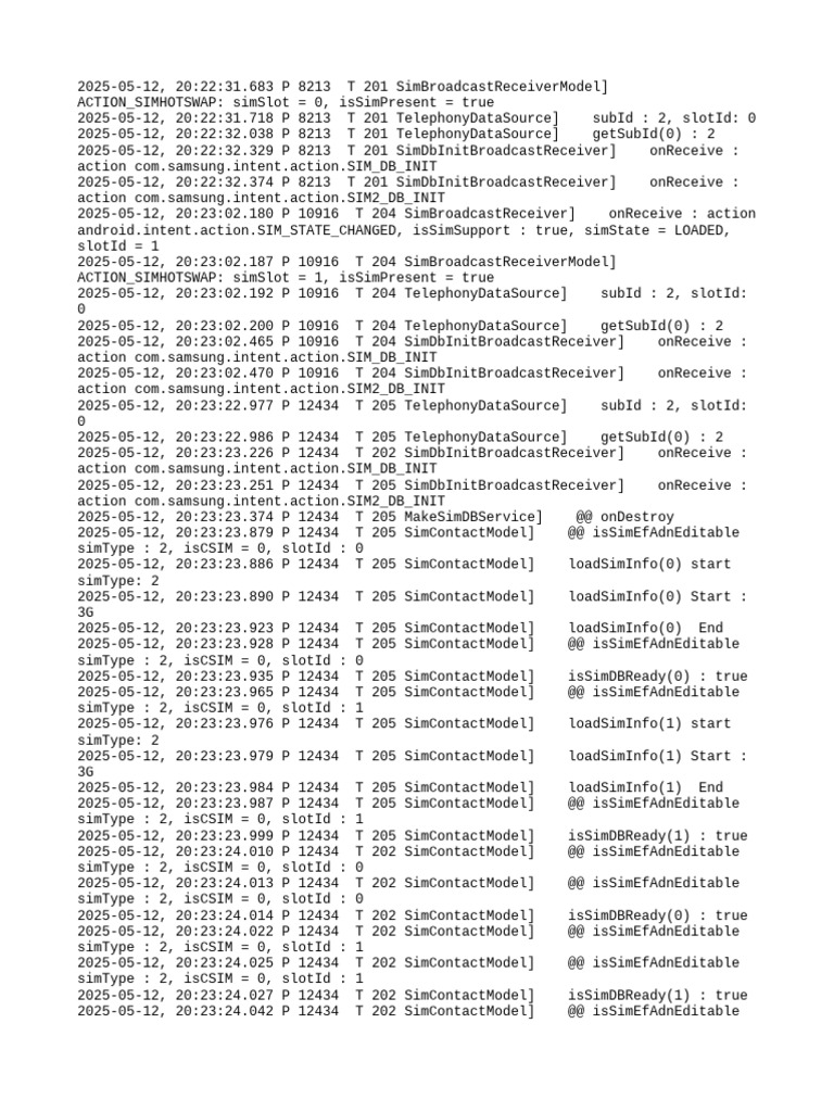 SIM Card State and Database Logs | PDF