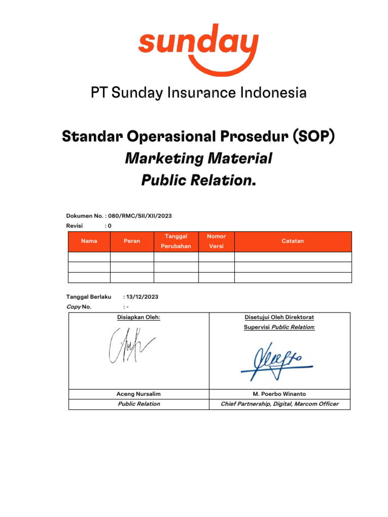 SOP Marketing Materials - PR (Final) Appendix | PDF