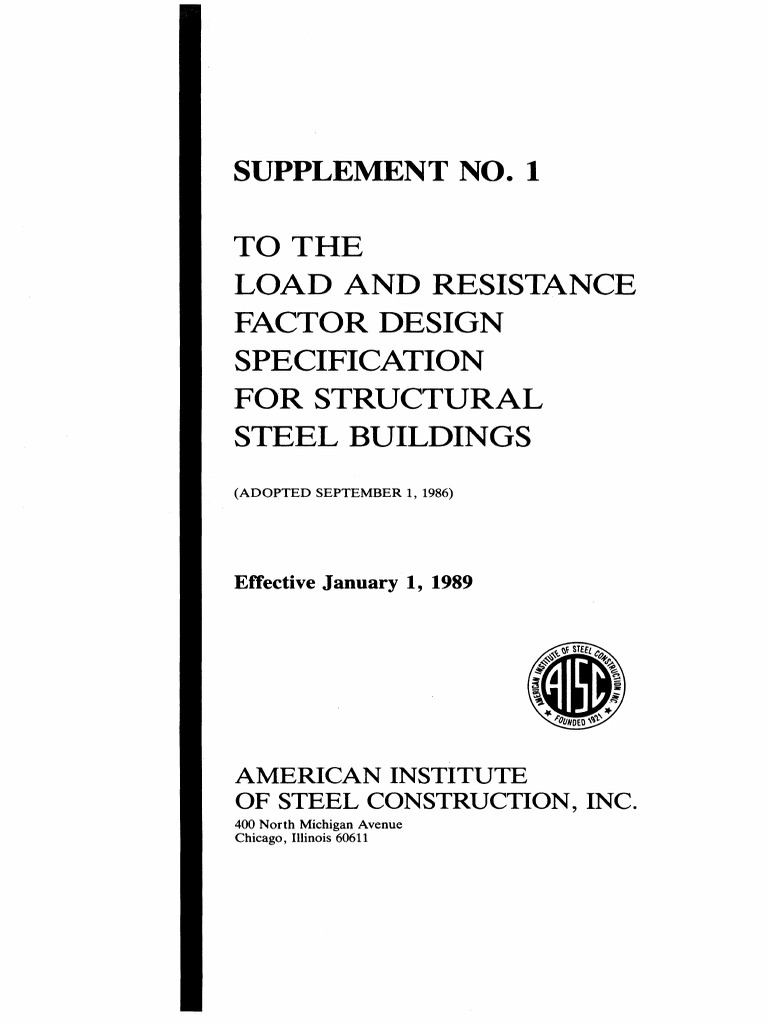 Steel Design Specification Supplement | PDF | Welding | Construction