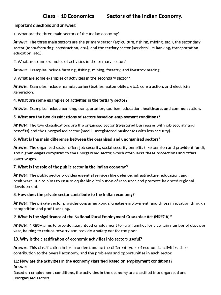 Sectors of the Indian Economy Explained | PDF | Employment | Economy Of ...