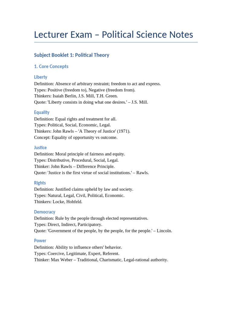 Political Science Exam Notes Overview | PDF | Justice | Crime & Violence