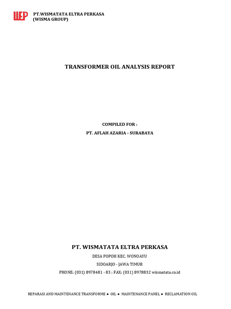 Transformer Oil Analysis for PT Aflah Azaria | PDF
