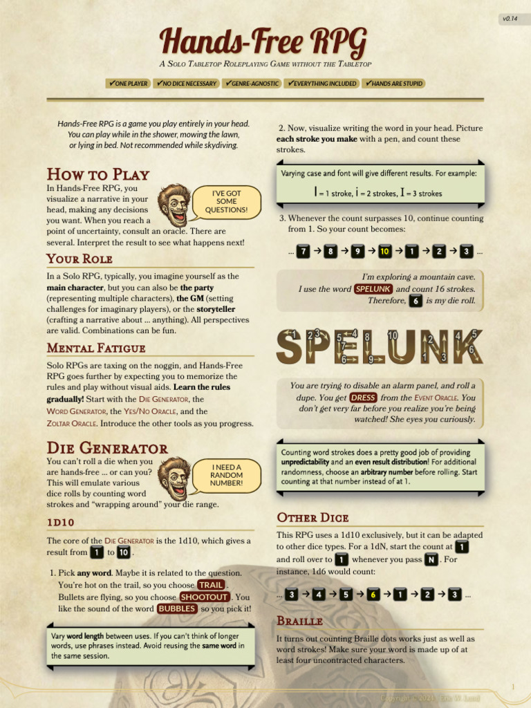 Hands-Free Solo RPG Guide | PDF | Role Playing Games