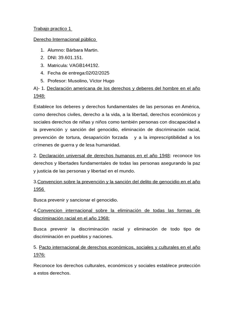 Derechos Humanos en Derecho Internacional | PDF | Convenio europeo de ...