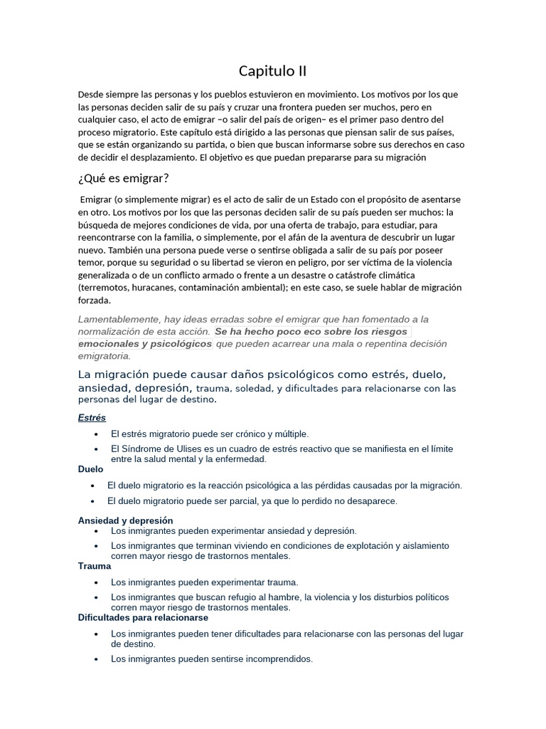 Impacto emocional de la migración en familias | PDF | Depresión (estado ...