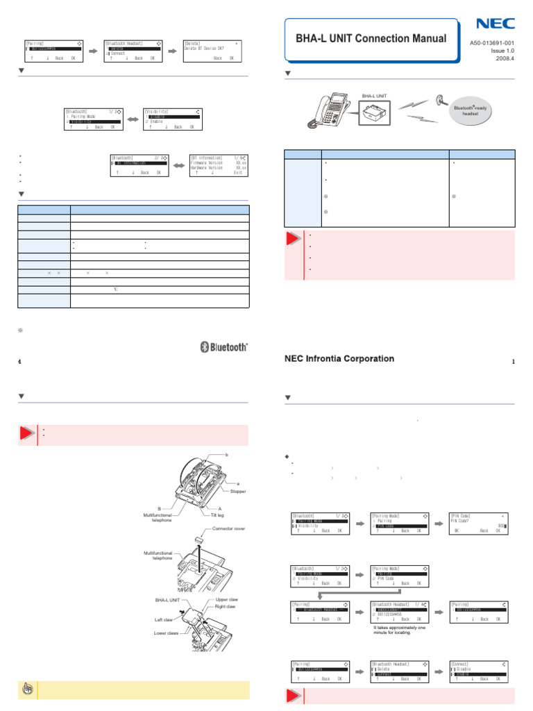 SV8100 Bluetooth Hub Connection Manual | PDF | Bluetooth | Telephone
