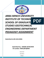 Arba Minch University Institute of Technology School of Graduate Studies Geotechnical Engineering Department Pedagogy Assignment