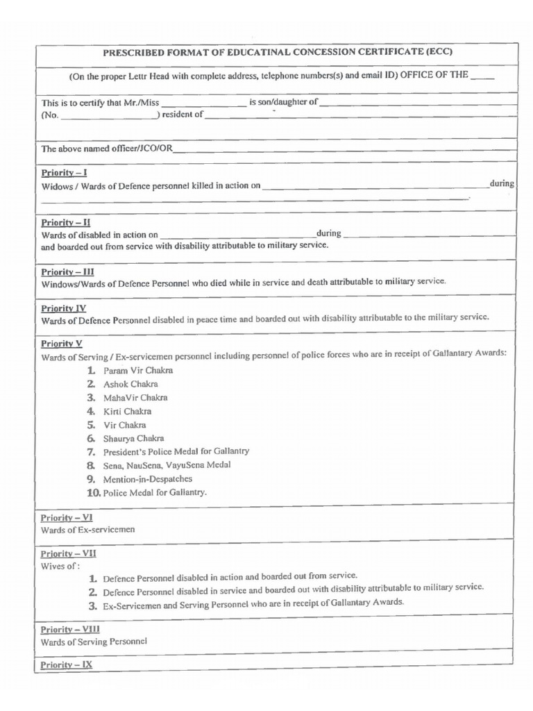 Educational Concession Certificate | PDF