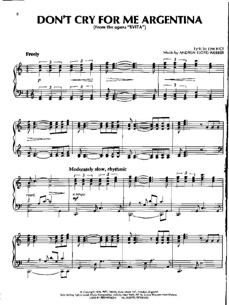 Don't Cry for Me Argentina Lyrics | PDF | Musicals | Sound Recording