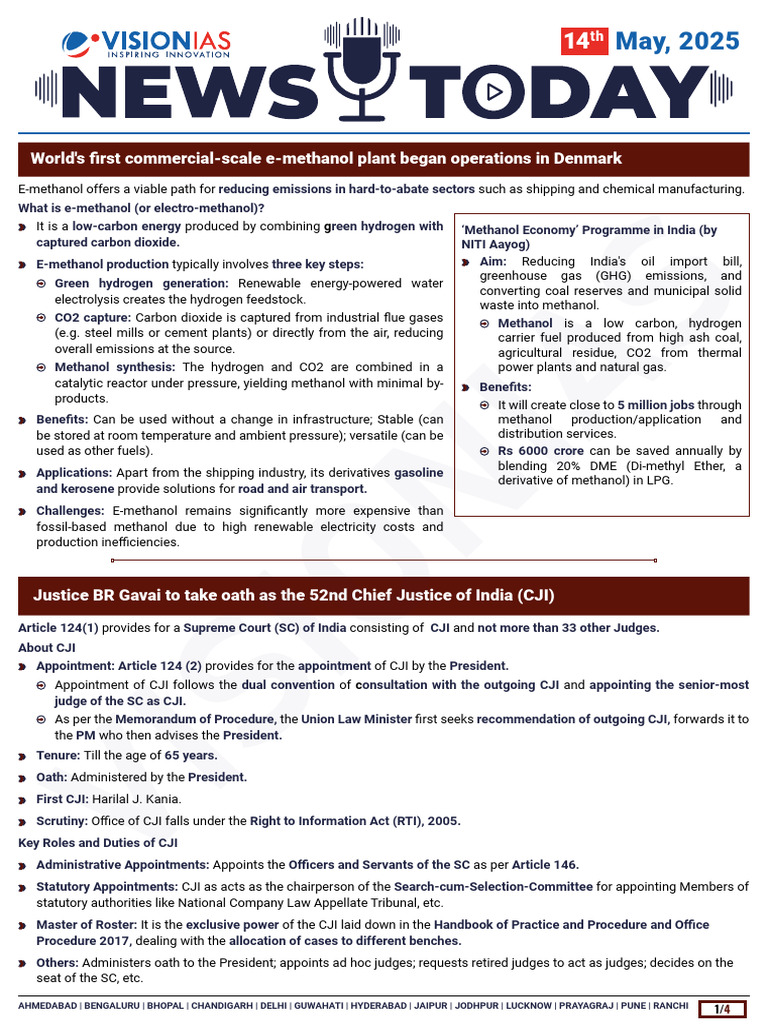 VisionIAS Daily Current Affairs 14th May 2025 | PDF | Cost Of Living ...