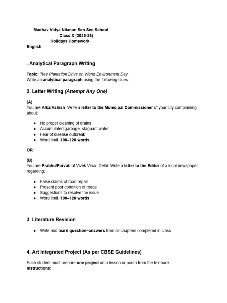 Class X Holiday Homework 2025-26 | PDF | Refractive Index | Mirror