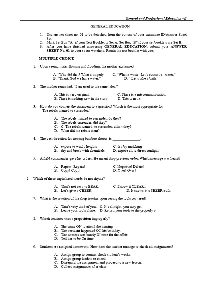 General Education Multiple Choice Questions | PDF | Tuberculosis | Pig