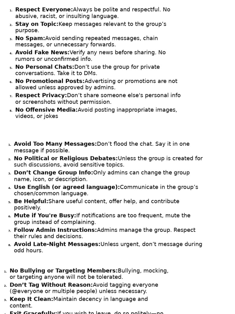 Group Chat Etiquette Guidelines | PDF
