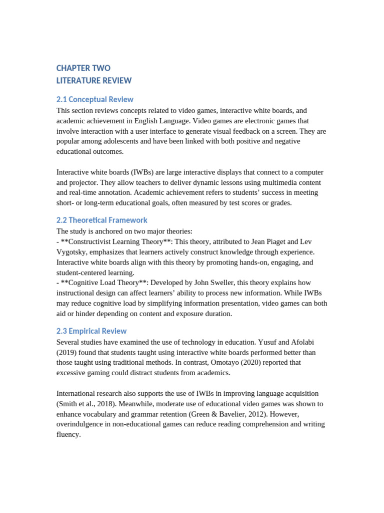 Chapter Two Literature Review | PDF