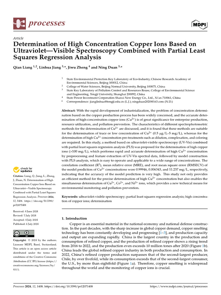 High Copper Ion Detection via UV-Vis Spectroscopy | PDF | Principal ...