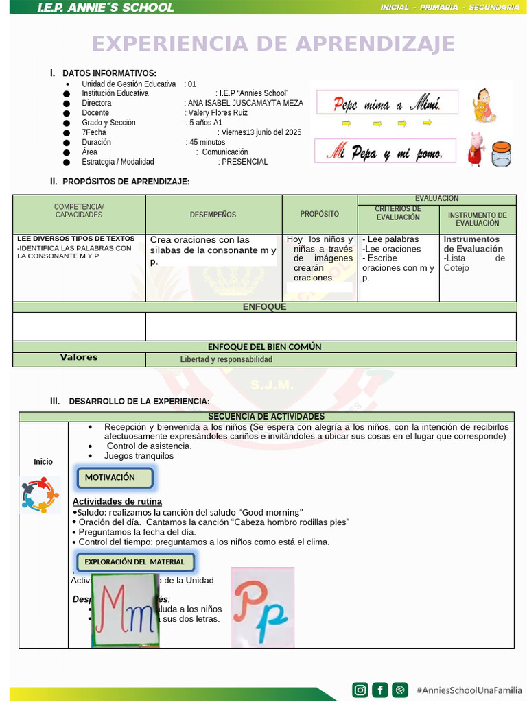 Oraciones con M y P para Niños | PDF | Plan de estudios | Enseñando