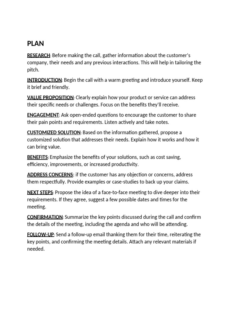Sales Call Plan | PDF