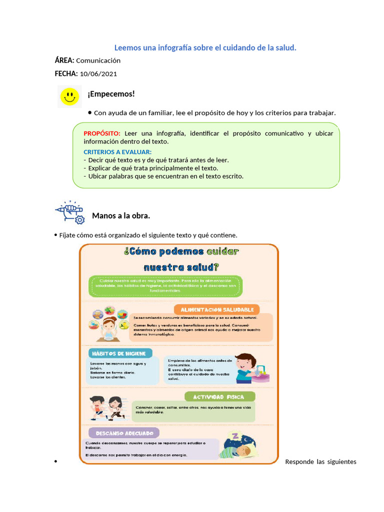 Infografía sobre Cuidado de la Salud | PDF | Infografia | Comunicación ...
