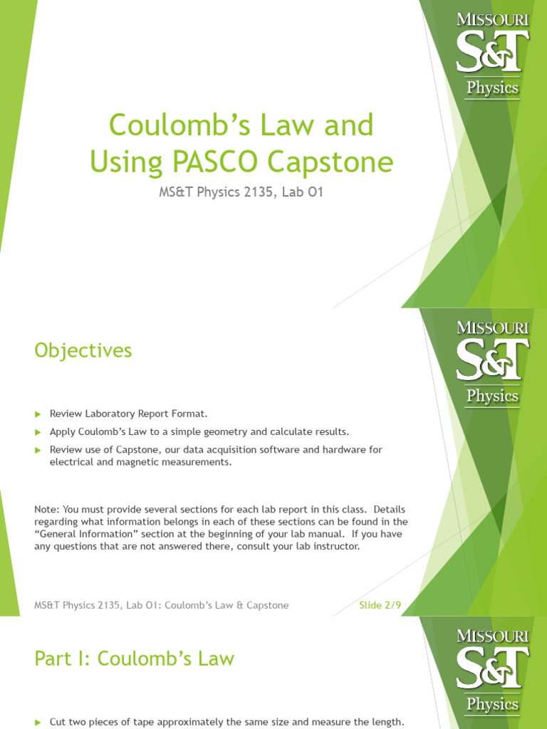 Coulomb’s Law Lab with PASCO Capstone | PDF | Electromagnetism