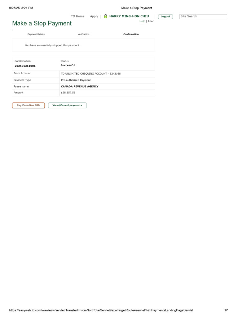 Make A Stop Payment 6.26.2025 | PDF
