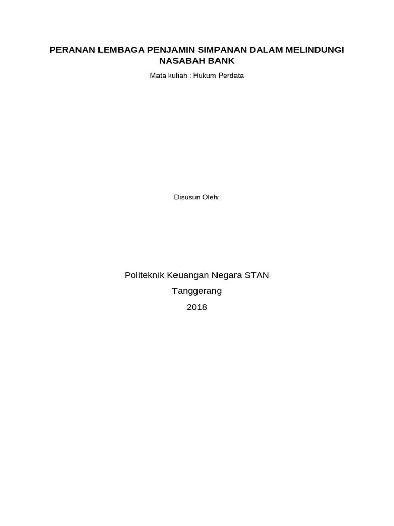 Peran Lembaga Penjamin Simpanan Bank | PDF
