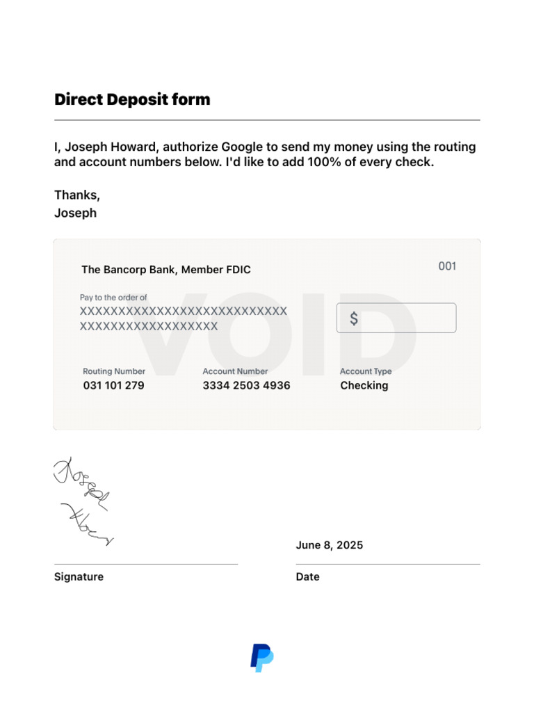 Direct Deposit Form | PDF