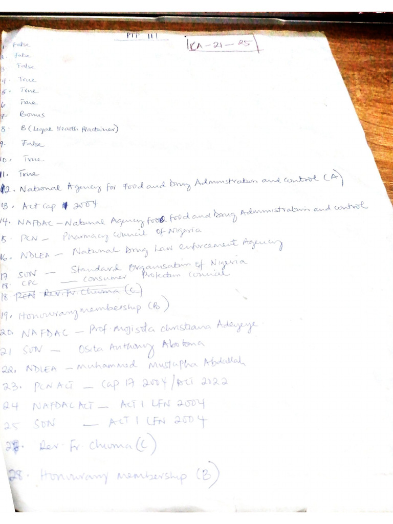 PTP 111 Osemenam Henry Ifeanyi Marking Scheme | PDF