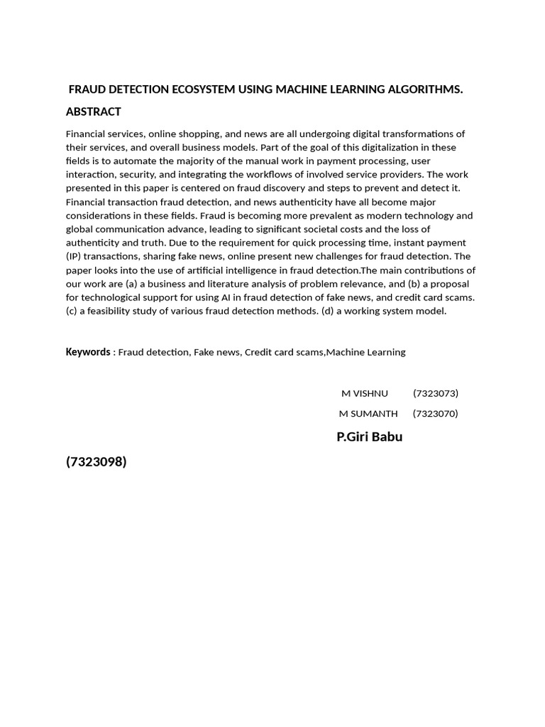 Fraud Detection Ecosystem Using Machine Learning Algorithms On Internet ...