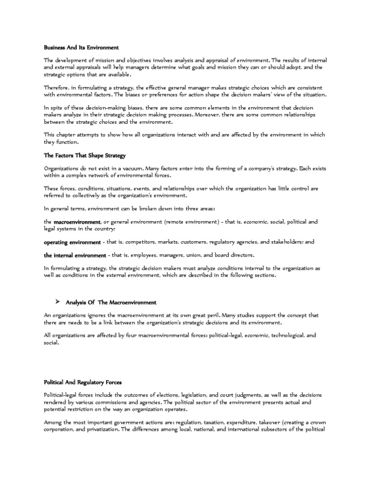Business Strategy and Environmental Analysis | PDF | Competition ...