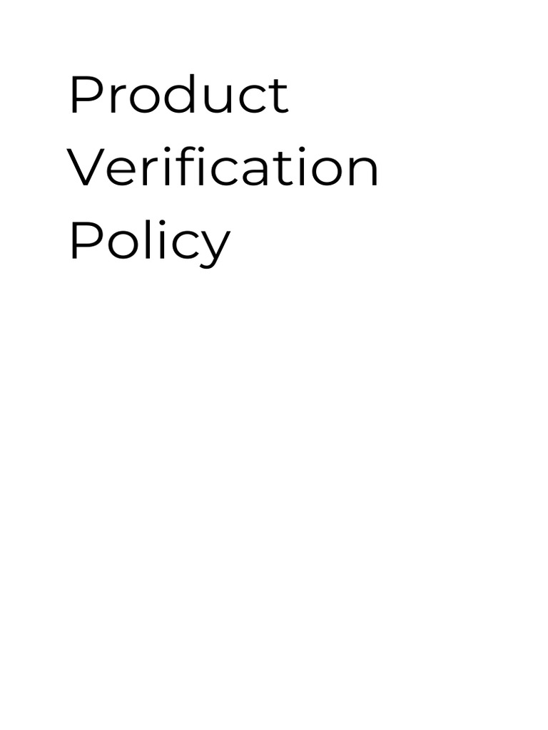 Sales - Product Verification Policy | PDF | Verification And Validation ...