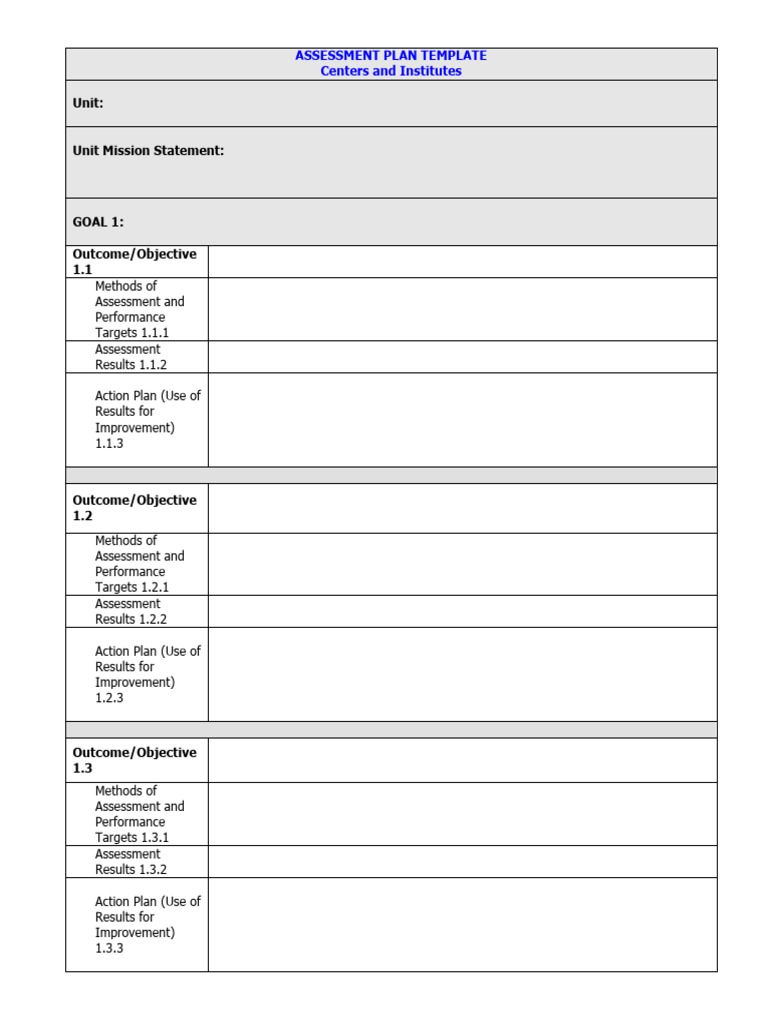 Assessment Plan Template Guide | PDF
