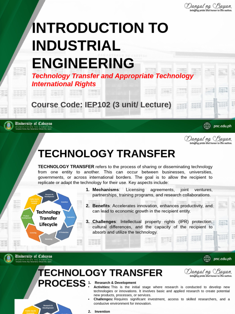Technology Transfer in Industrial Engineering | PDF | Technology ...