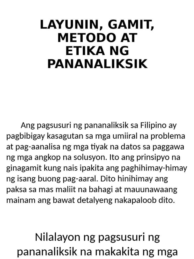 Layunin Gamit Metodo at | PDF