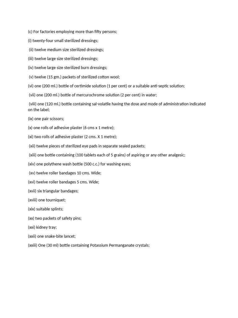 First Aid Box Requirement | PDF