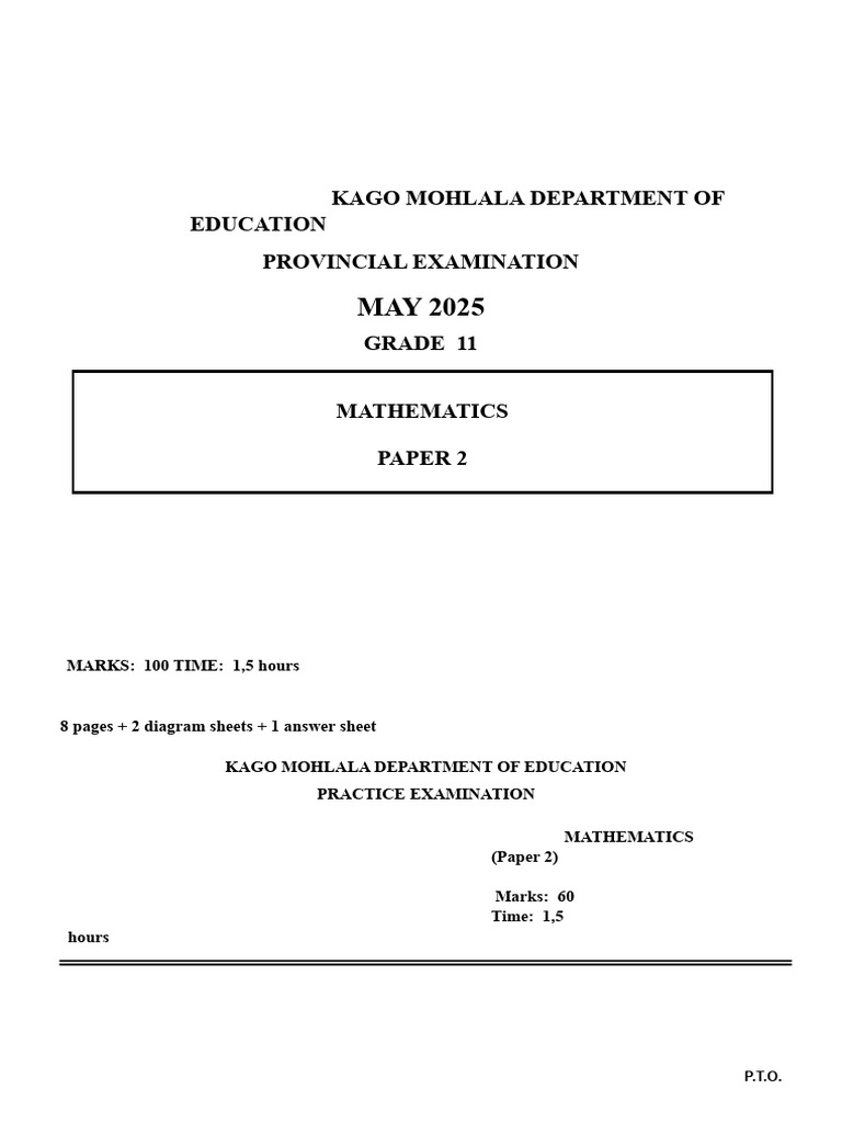 Grade 11 Mathematics Exam Paper 2 | PDF | Circle | Area