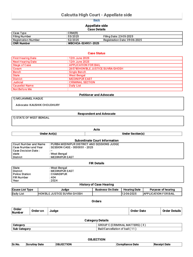 West Bengal Bail Application Case 2025 | PDF | Bail | Government ...