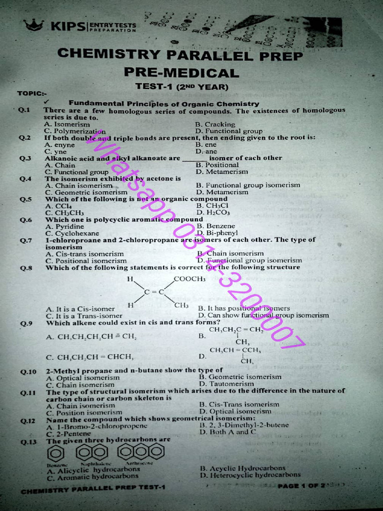 KIPS Parallel 2024 Chem + Key | PDF
