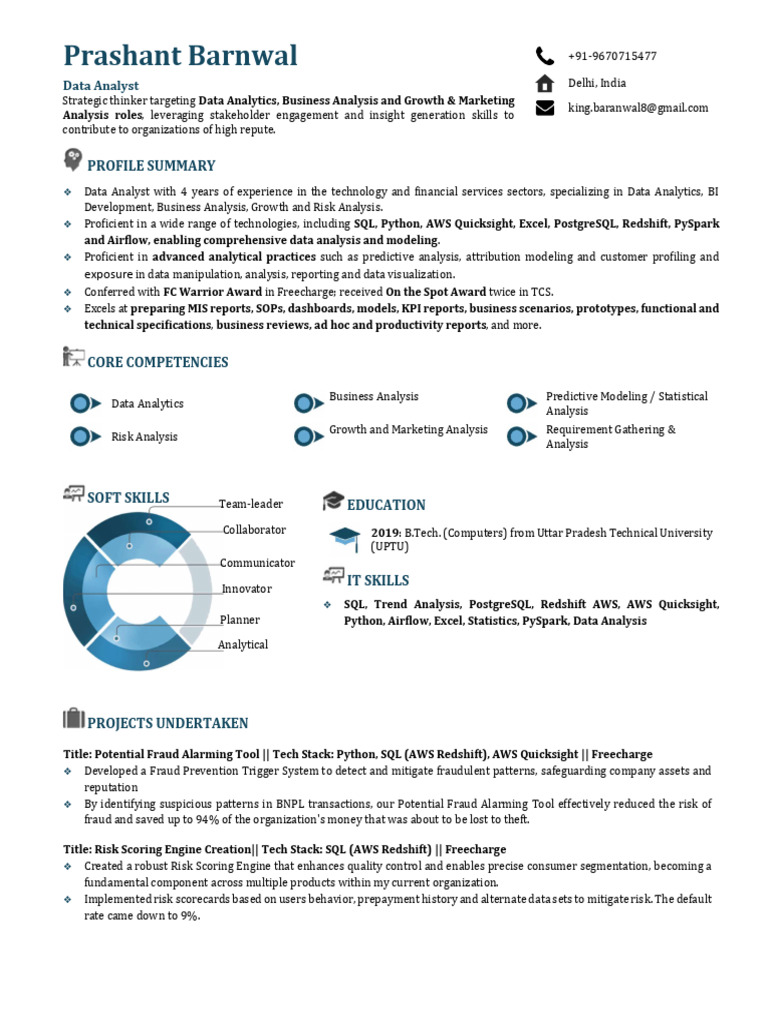 Prashant Barnwal: Data Analyst Profile | PDF | Analytics | Amazon Web ...