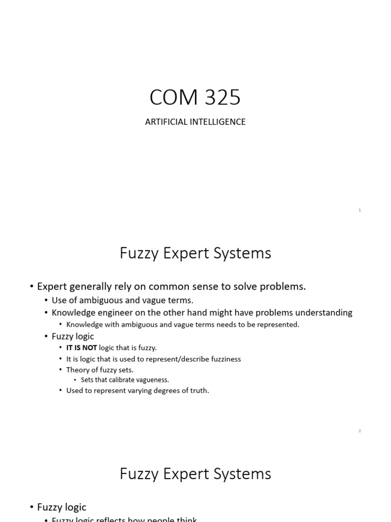 Overview of Fuzzy Expert Systems | PDF | Fuzzy Logic | Logic