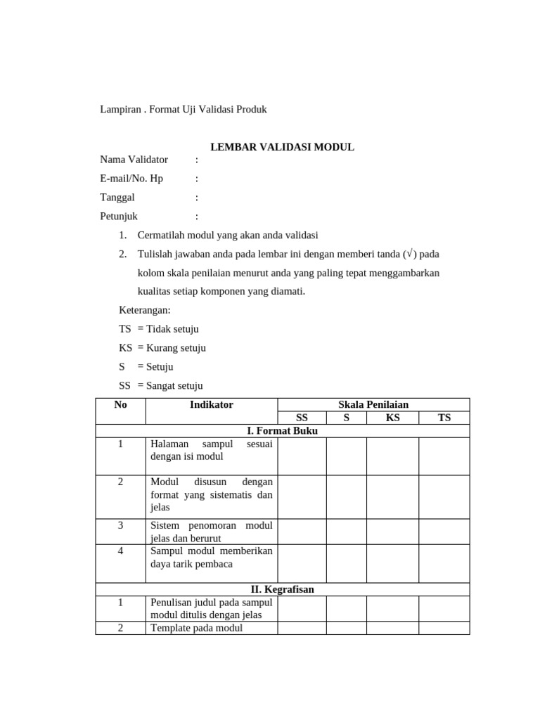 Lembar Validasi Modul | PDF