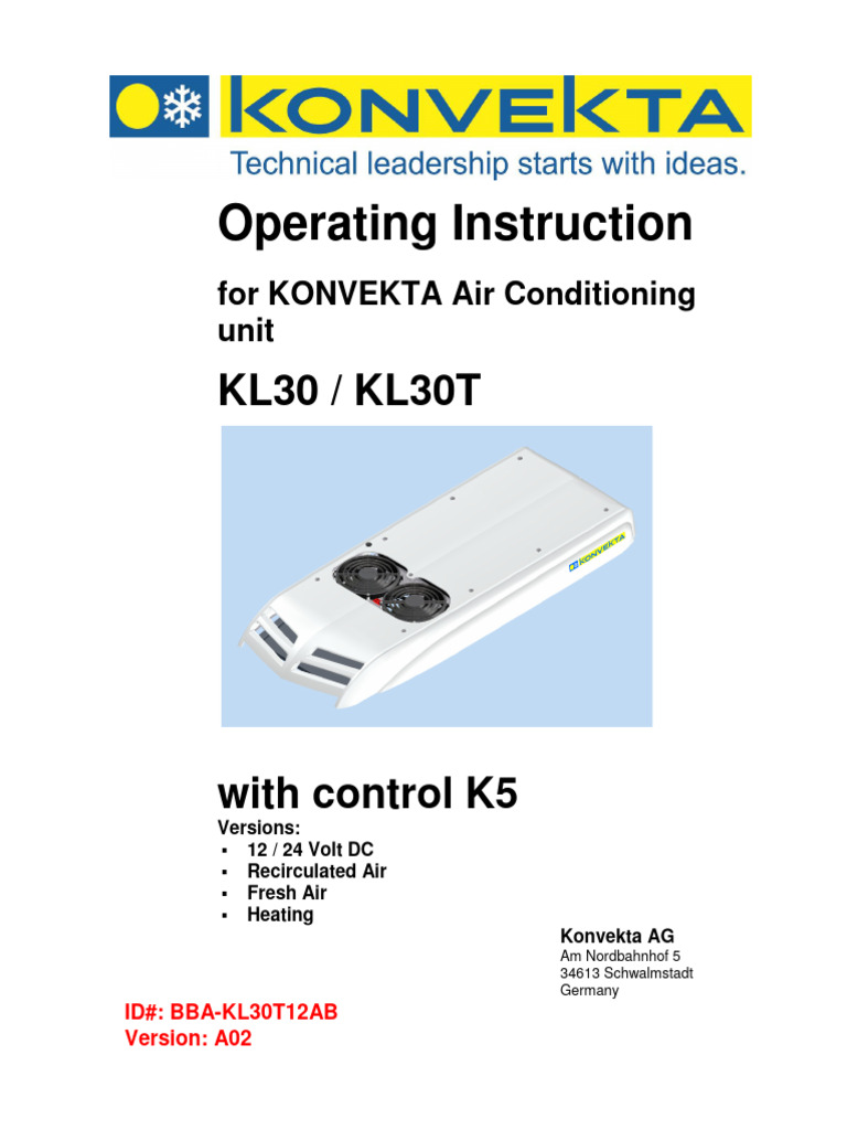 KONVEKTA KL30 Air Conditioning Manual | PDF