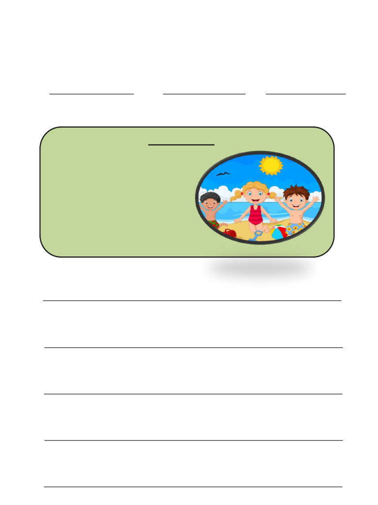 Class I English Summer Practice Sheet | PDF