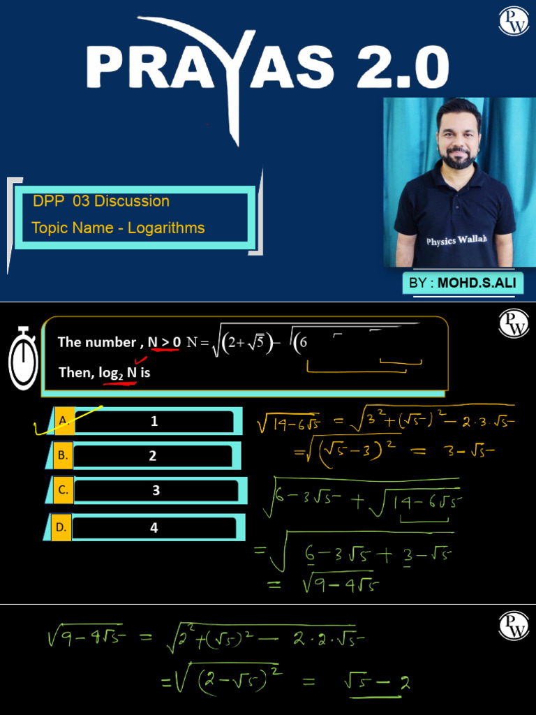Basic Mathematics - DPP 03 Solution Notes Compressed | PDF | Logarithm ...