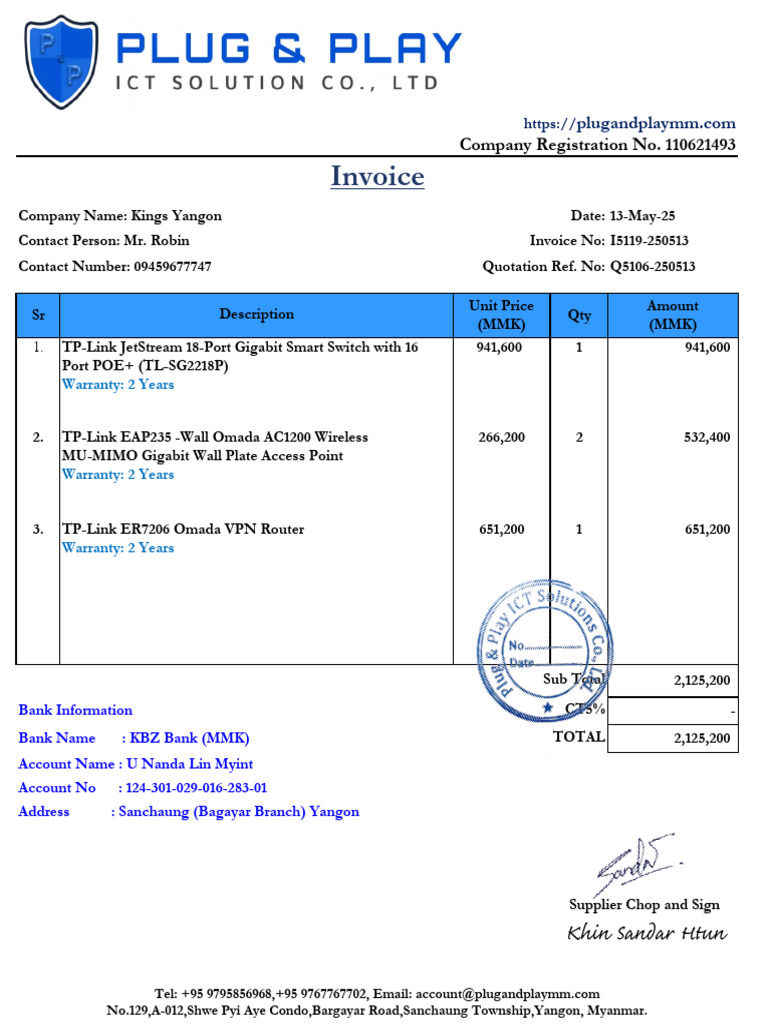 Invoice for TP-Link Equipment Purchase | PDF
