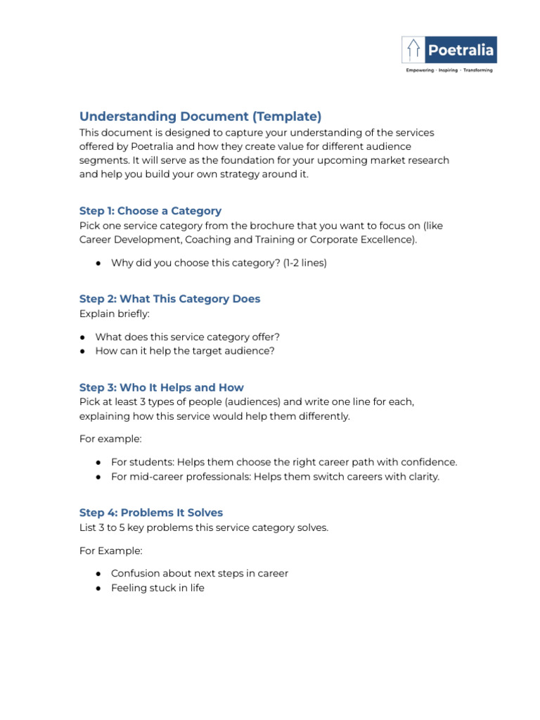 Poetralia BDT Understanding Document Template | PDF