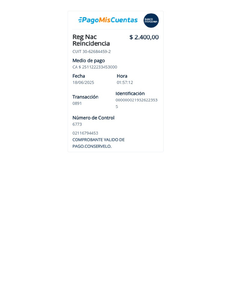 Reg Nac Reincidencia - 6773 | PDF