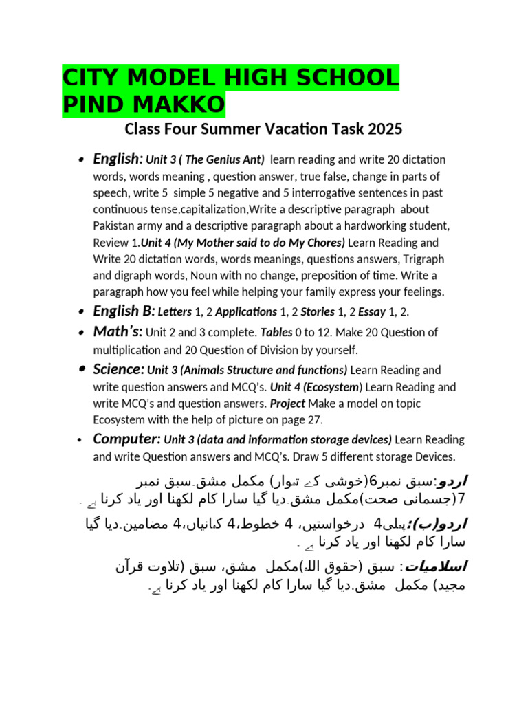 Class Four | PDF