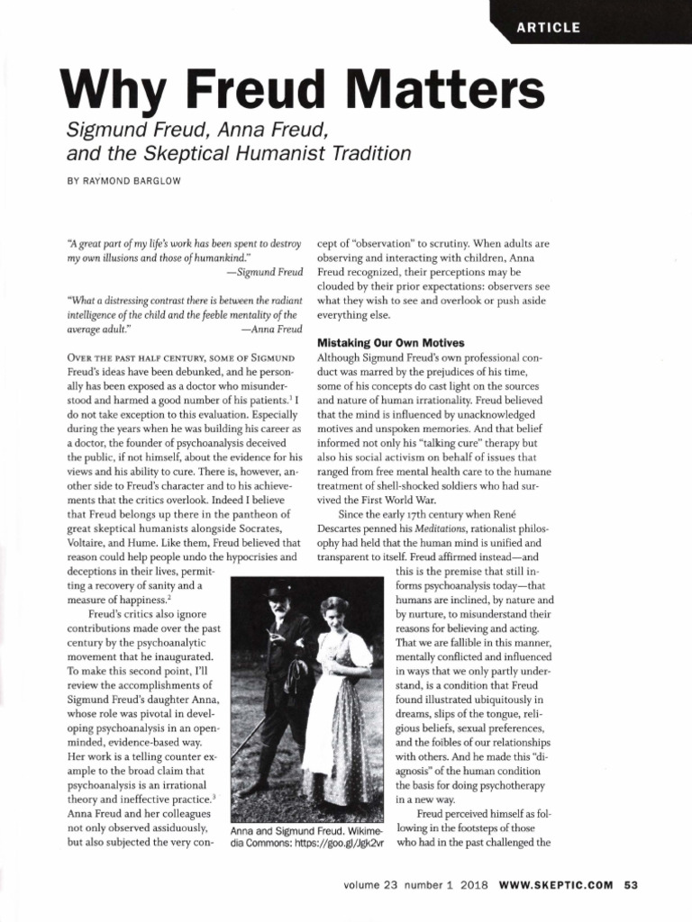 Freud's Legacy in Skeptical Humanism | PDF | Psychoanalysis | Sigmund Freud