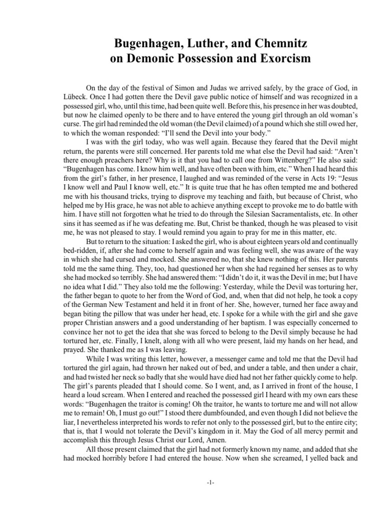 Bugenhagen's Exorcism Account | PDF | Samuel | Exorcism